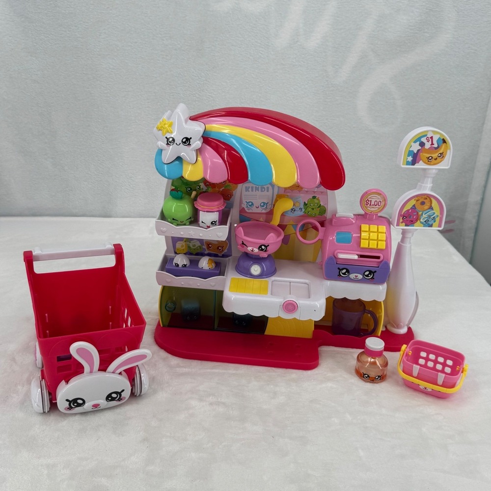 Kindi Kids Rainbow Kindi Fun Supermarket Store Playset with Bunny Shopping Cart